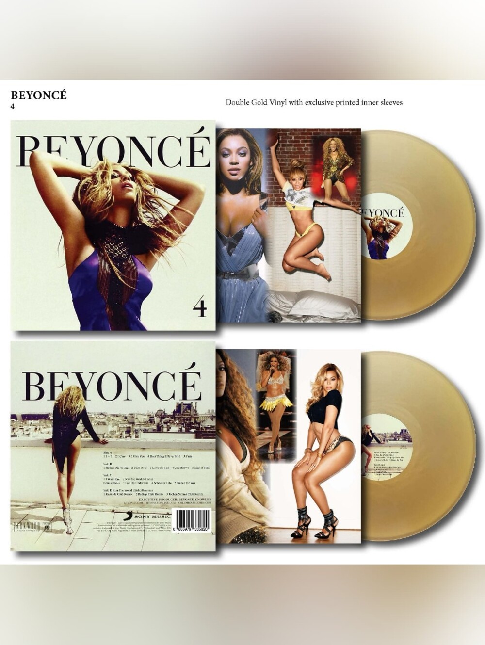 Beyoncé 4 Gold Vinyl Record Set - Cream & Gold